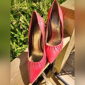 Vince Camuto red leather pumps